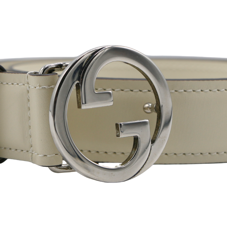 Gucci GG Logo Buckle Belt White In Size 80 32 734771