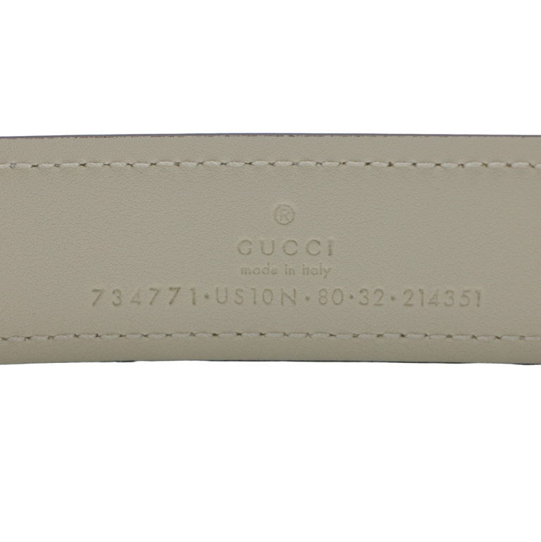 Gucci GG Logo Buckle Belt White In Size 80 32 734771