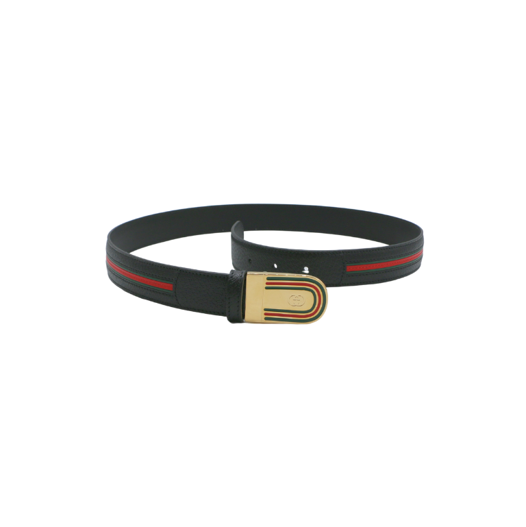 Gucci Brown Leather and Web Canvas Interlocking G In Size 85 34 715601