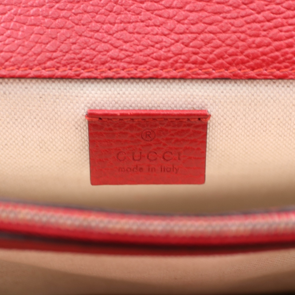 Gucci Dollar Calfskin Swarovski Crystal Small Dionysus Shoulder Bag Hibiscus Red