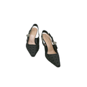 Christian Dior J'Adior Slingback Pump Black Microcannage Fabric Embroidered with Gold-Tone Size 36