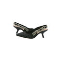 Christian Dior J'Adior Slingback Pump Black Microcannage Fabric Embroidered with Gold-Tone Size 36