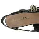 Christian Dior J'Adior Slingback Pump Black Microcannage Fabric Embroidered with Gold-Tone Size 36
