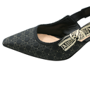 Christian Dior J'Adior Slingback Pump Black Microcannage Fabric Embroidered with Gold-Tone Size 36