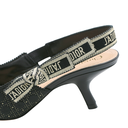 Christian Dior J'Adior Slingback Pump Black Microcannage Fabric Embroidered with Gold-Tone Size 36