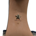 Christian Dior Dway Heeled Slide Deep Blue Embroidered Cotton Size 36