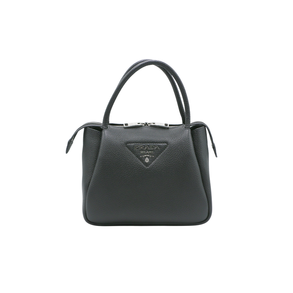 Prada Logo-Embellished Leather Small Bag Black