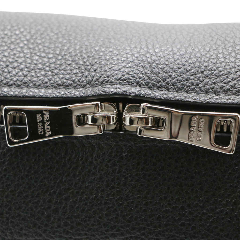 Prada Logo-Embellished Leather Small Bag Black
