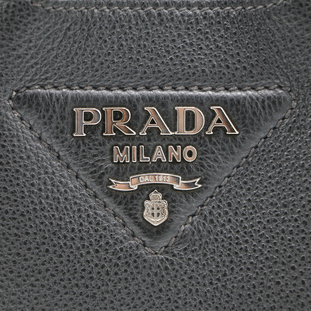 Prada Logo-Embellished Leather Mini Bag Black