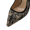Christian Dior - 10142 J'Adior Slingback Pump Black and Nude Cotton with Botanique Embroidery Size 37