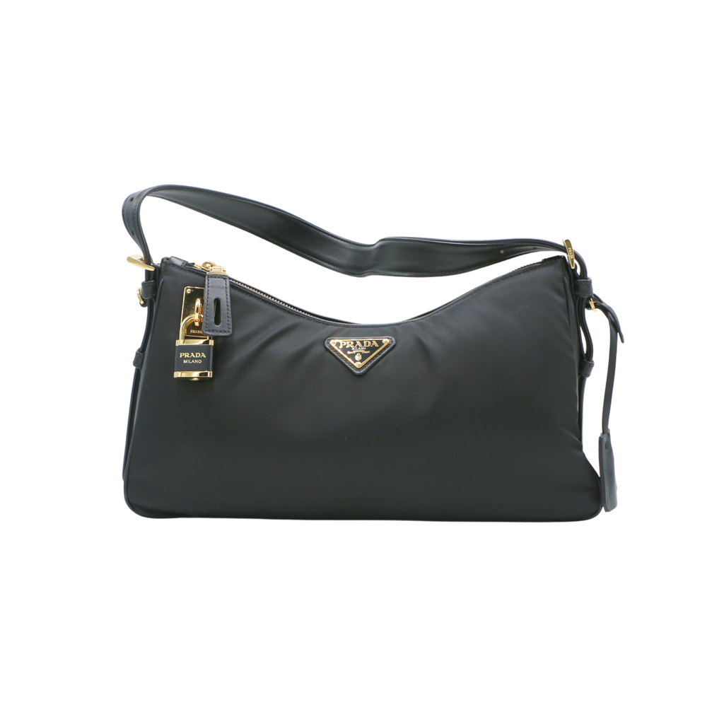 Prada Aimee Nylon Medium Shoulder Bag Black