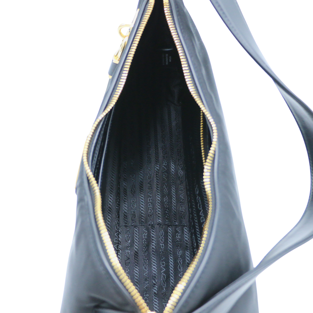 Prada Aimee Nylon Medium Shoulder Bag Black