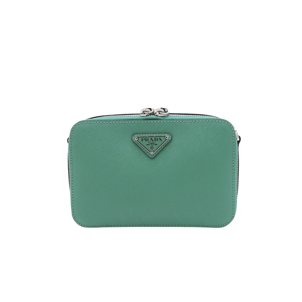 Prada Saffiano Travel Medium Brique Crossbody Bag Mango