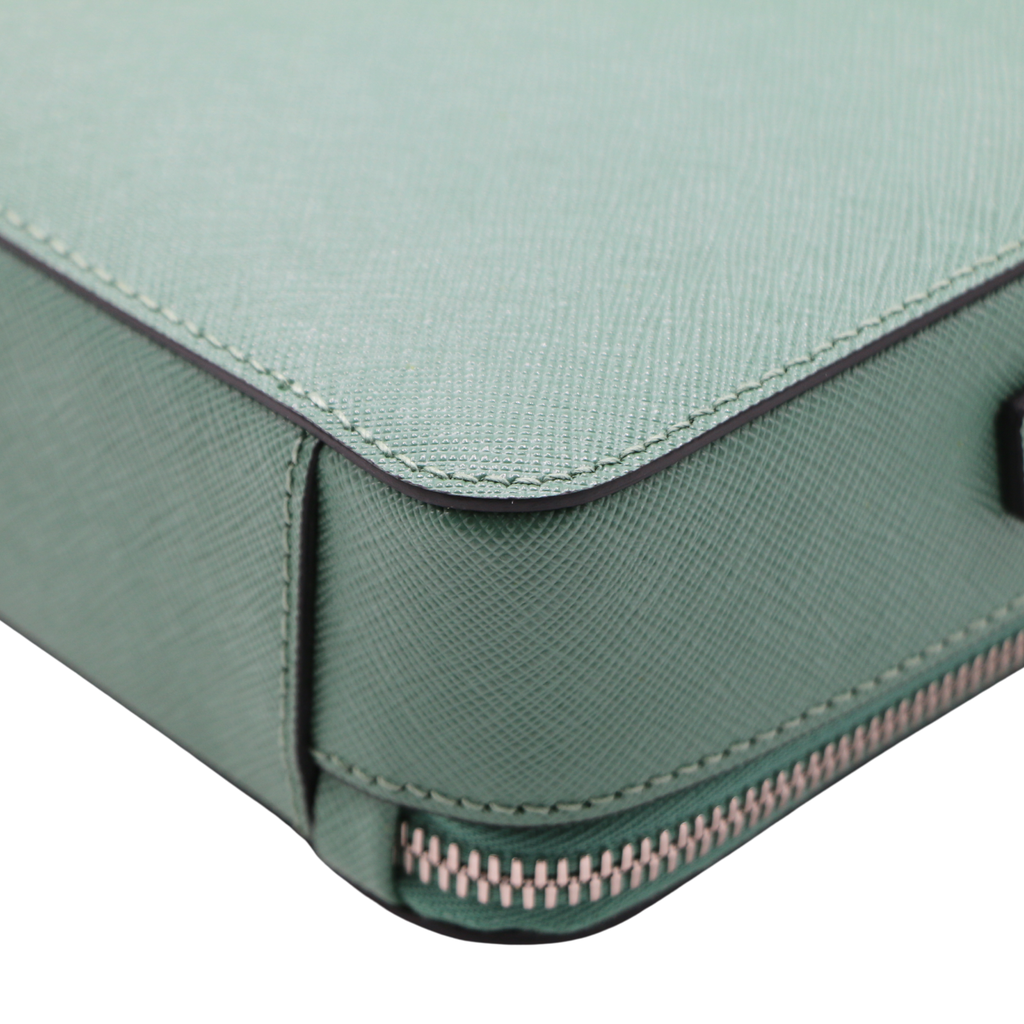 Prada Saffiano Travel Medium Brique Crossbody Bag Mango