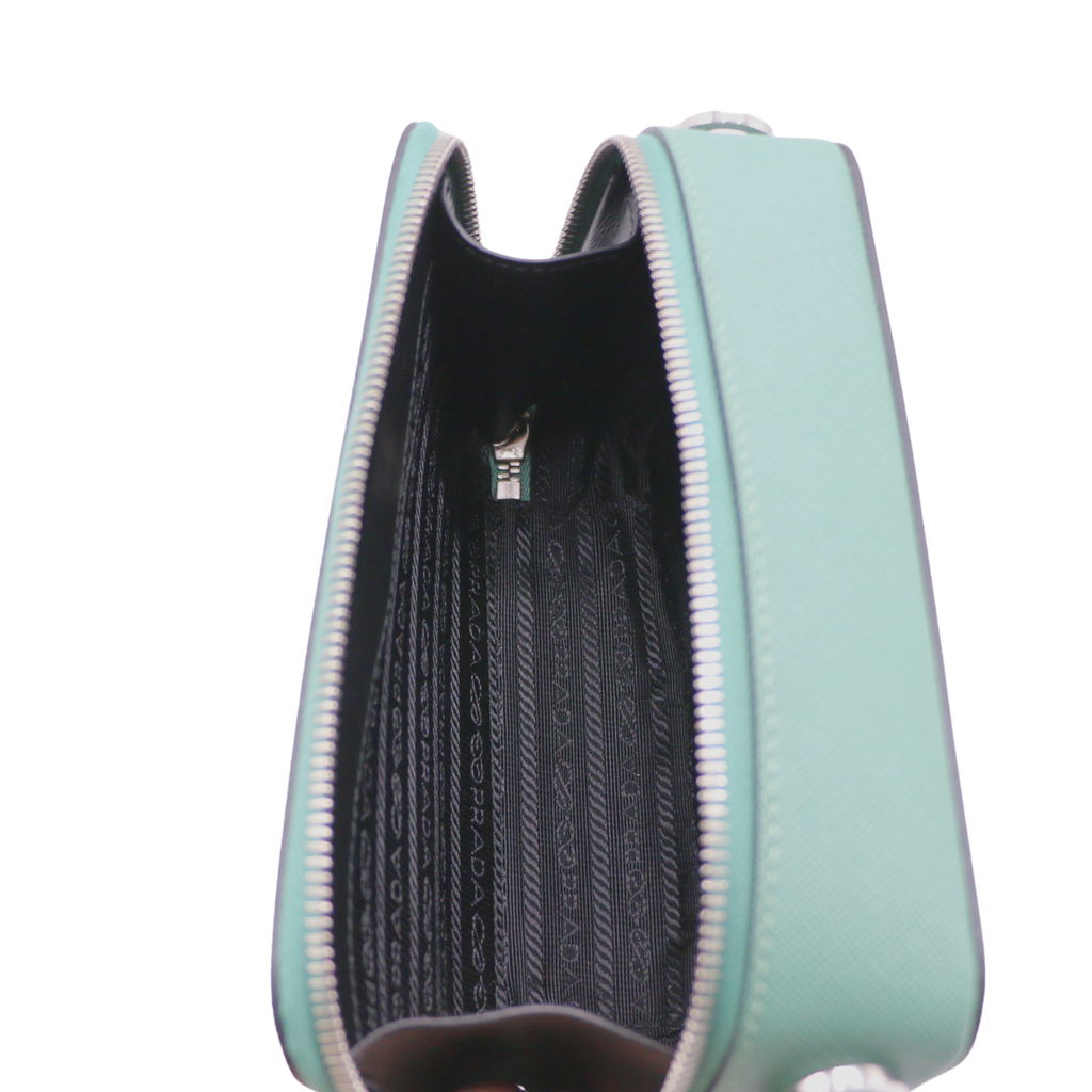 Prada Saffiano Travel Medium Brique Crossbody Bag Mango