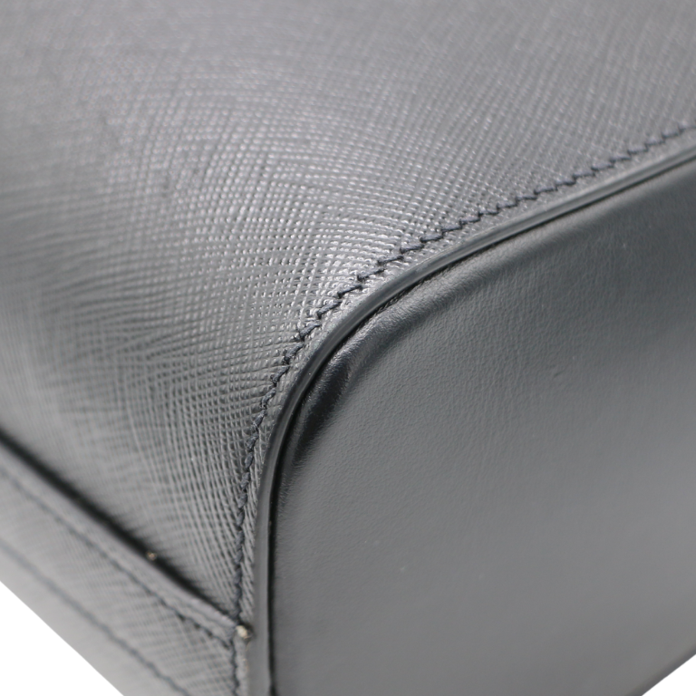 Prada Triangle Logo Black Saffiano Lux Tote Bag