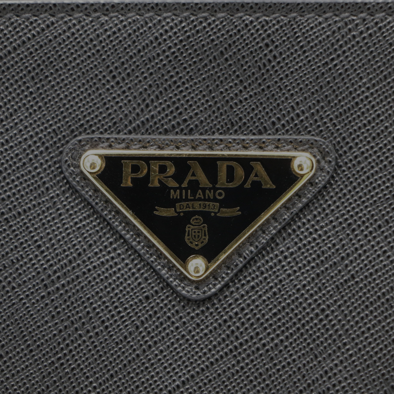 Prada Triangle Logo Black Saffiano Lux Tote Bag