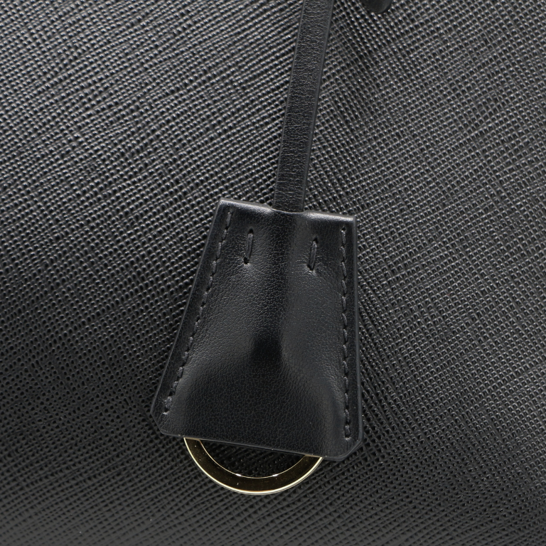 Prada Triangle Logo Black Saffiano Lux Tote Bag