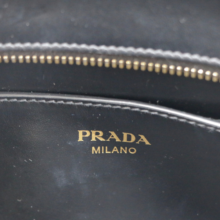 Prada Triangle Logo Black Saffiano Lux Tote Bag