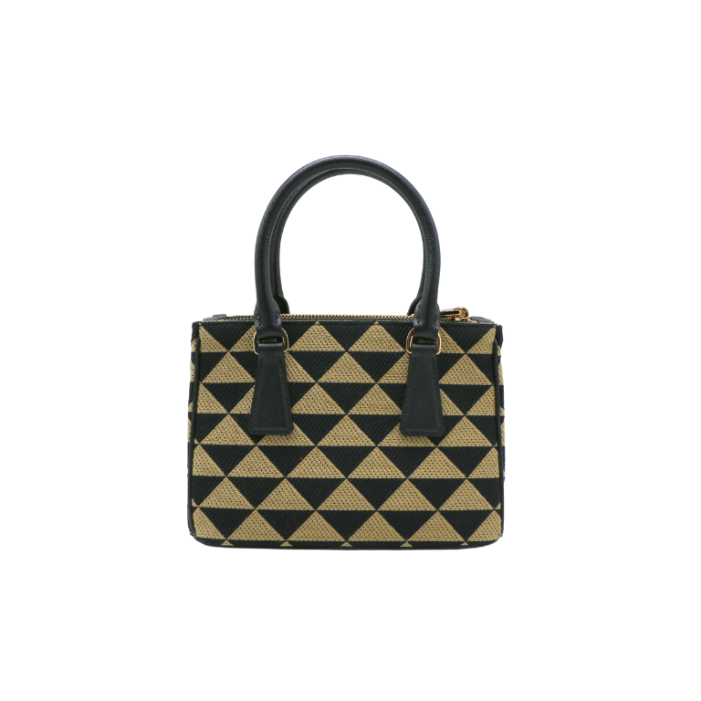 Prada Jacquard Symbole Embroidered Mini Galleria Double Zip Tote 