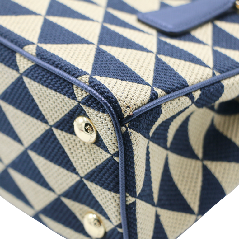 Prada Jacquard Symbole Embroidered Mini Galleria Double Zip Tote 