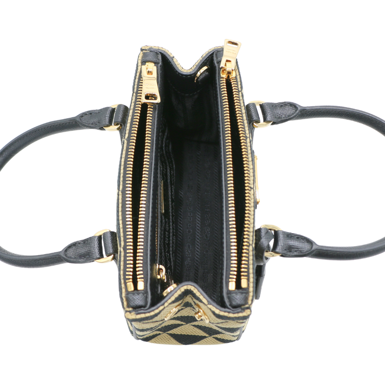 Prada Jacquard Symbole Embroidered Mini Galleria Double Zip Tote 