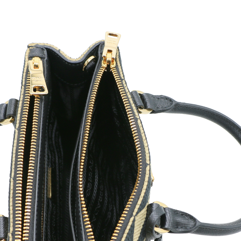 Prada Jacquard Symbole Embroidered Mini Galleria Double Zip Tote 