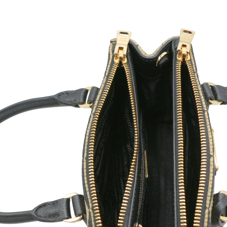 Prada Jacquard Symbole Embroidered Mini Galleria Double Zip Tote 