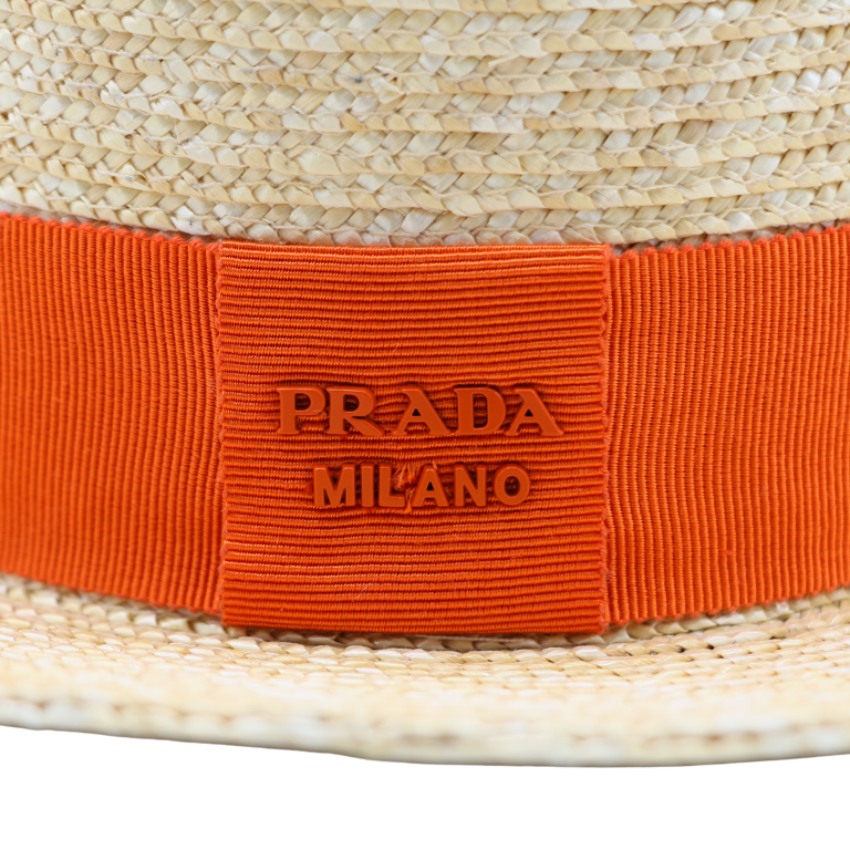Prada Small Woven Straw Hat Natural
