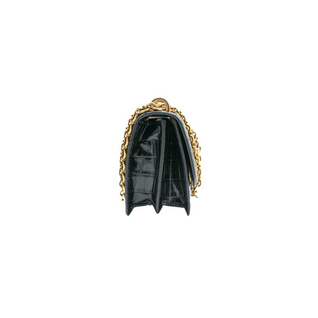 Valentino Garavani Vain Small Shoulder Bag In Crocodile Leather in Black