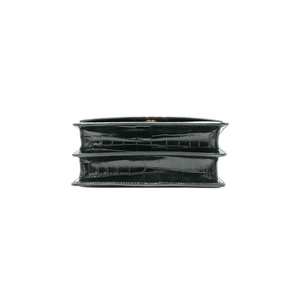 Valentino Garavani Vain Small Shoulder Bag In Crocodile Leather in Black