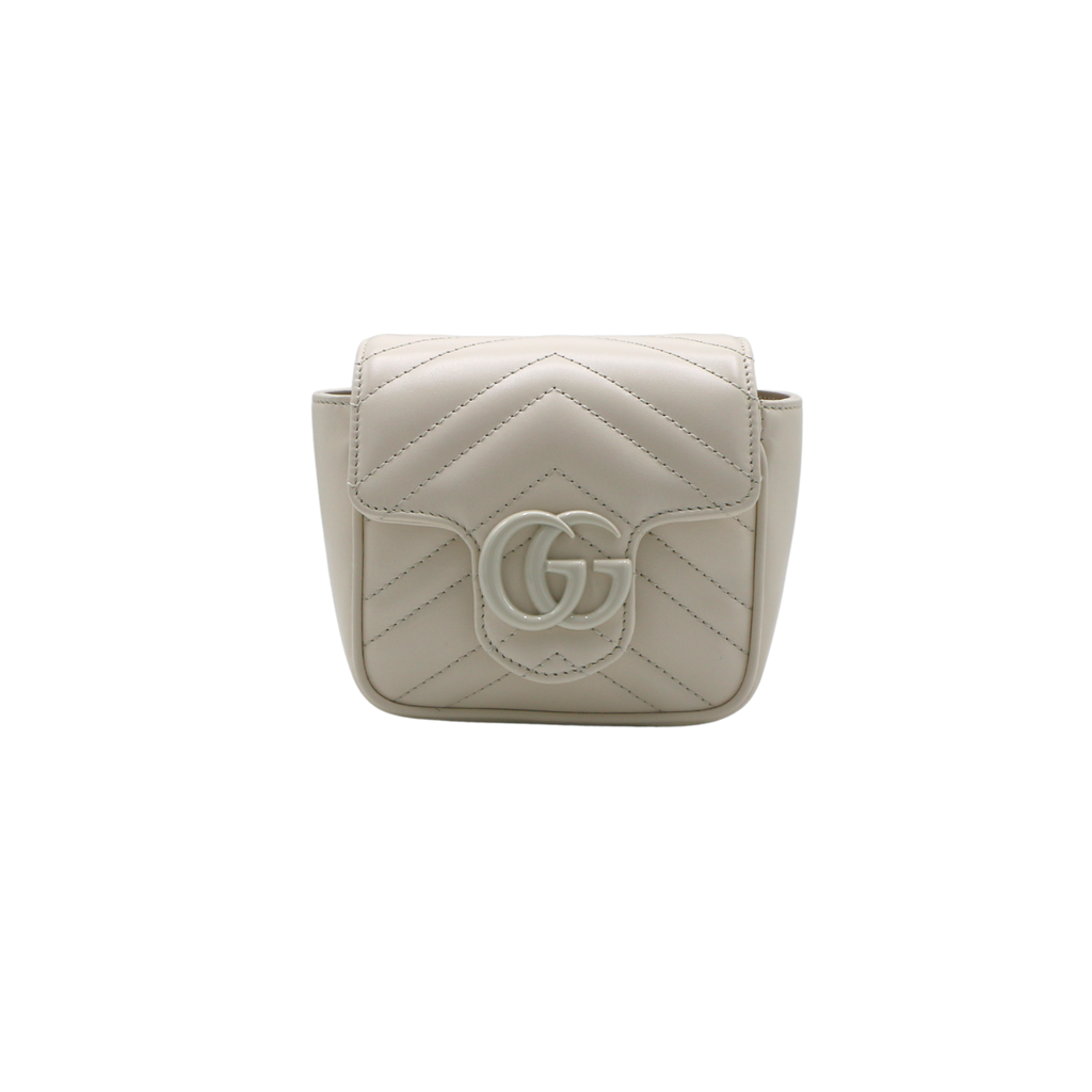 Gucci GG Marmont Belt Bag In White Leather 739599