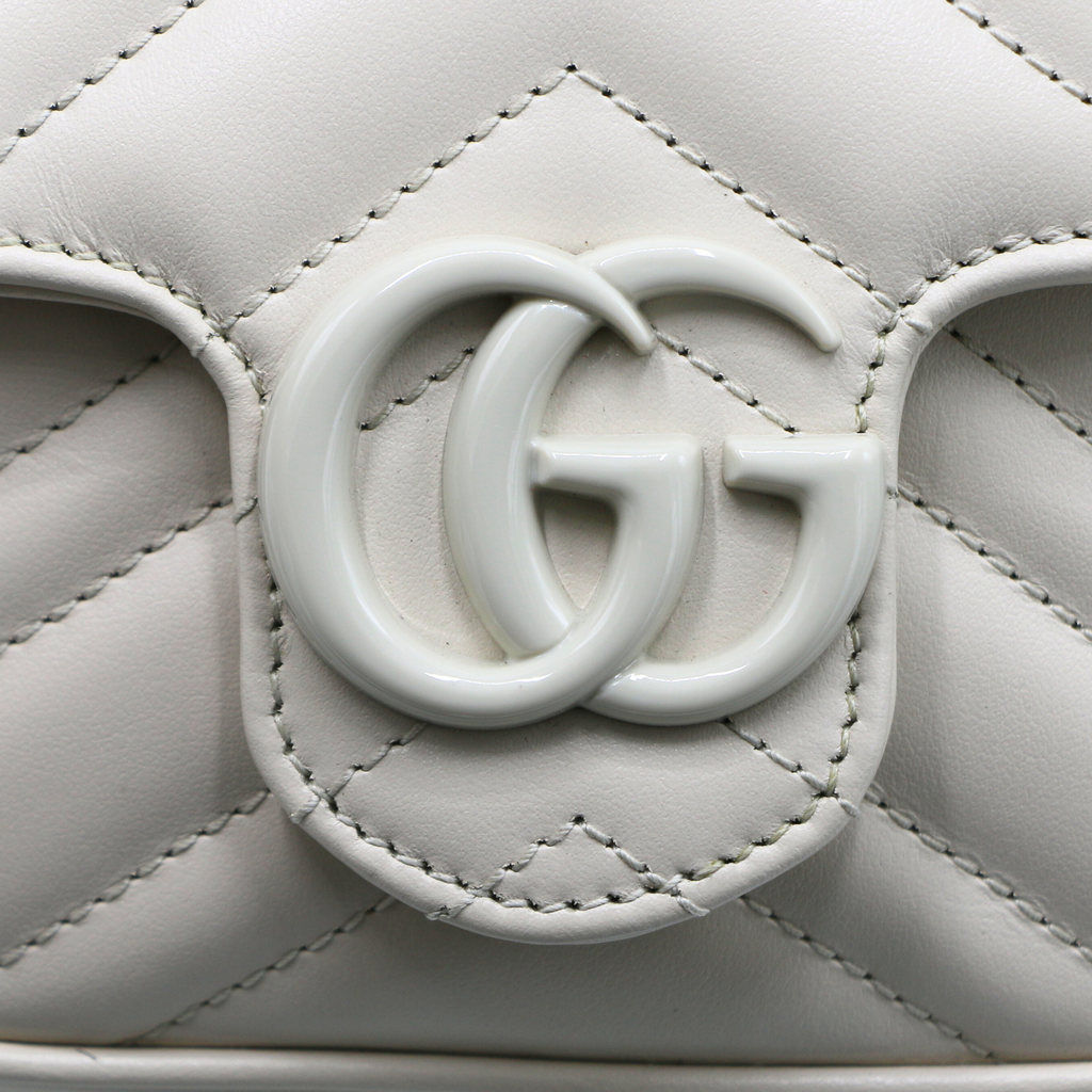 Gucci GG Marmont Belt Bag In White Leather 739599