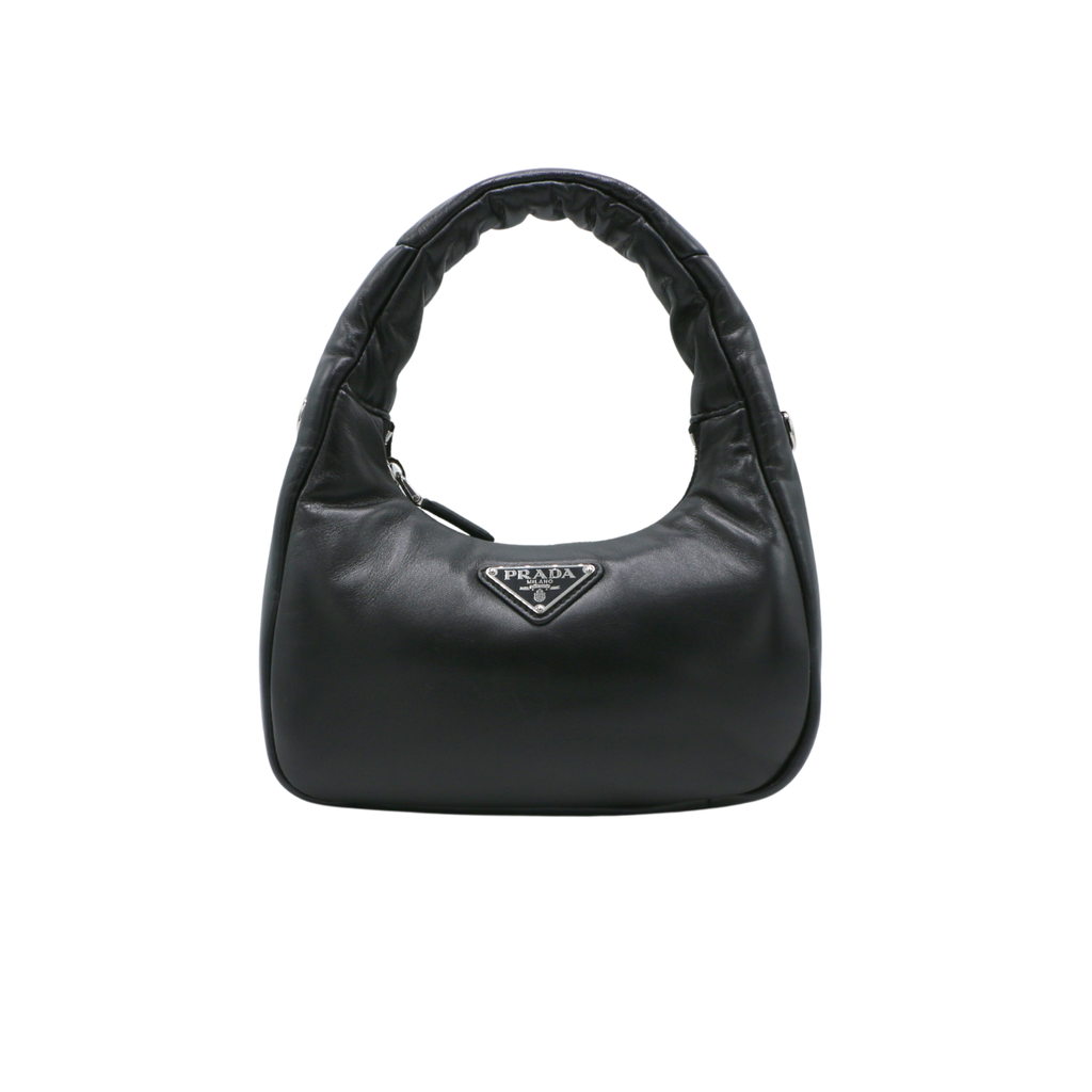 Prada Mini Padded Leather Shoulder Bag Black