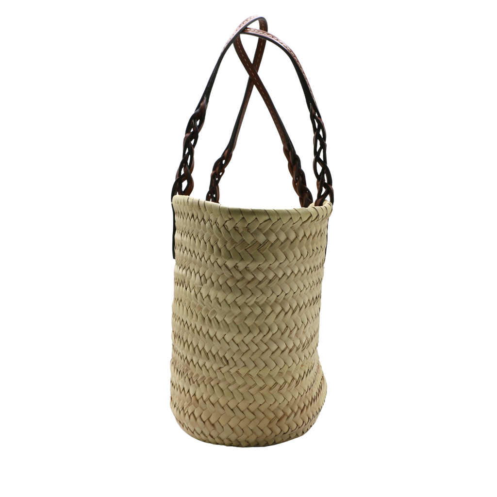 Prada Raffia Woven Braided Basket Tote Bag