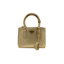 Prada Metallic Saffiano Lux Small Galleria Double Zip Tote Platino