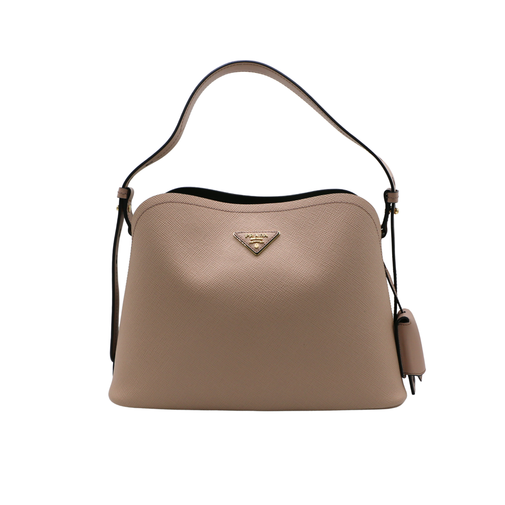 Prada Logo Plate Matinee Medium Shoulder Bag Pink