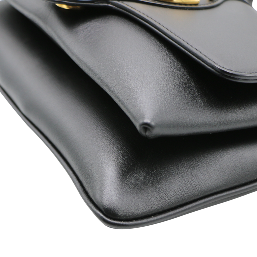 Gucci Vitello Palmellato Lux Small Arli Flap Shoulder Bag Black