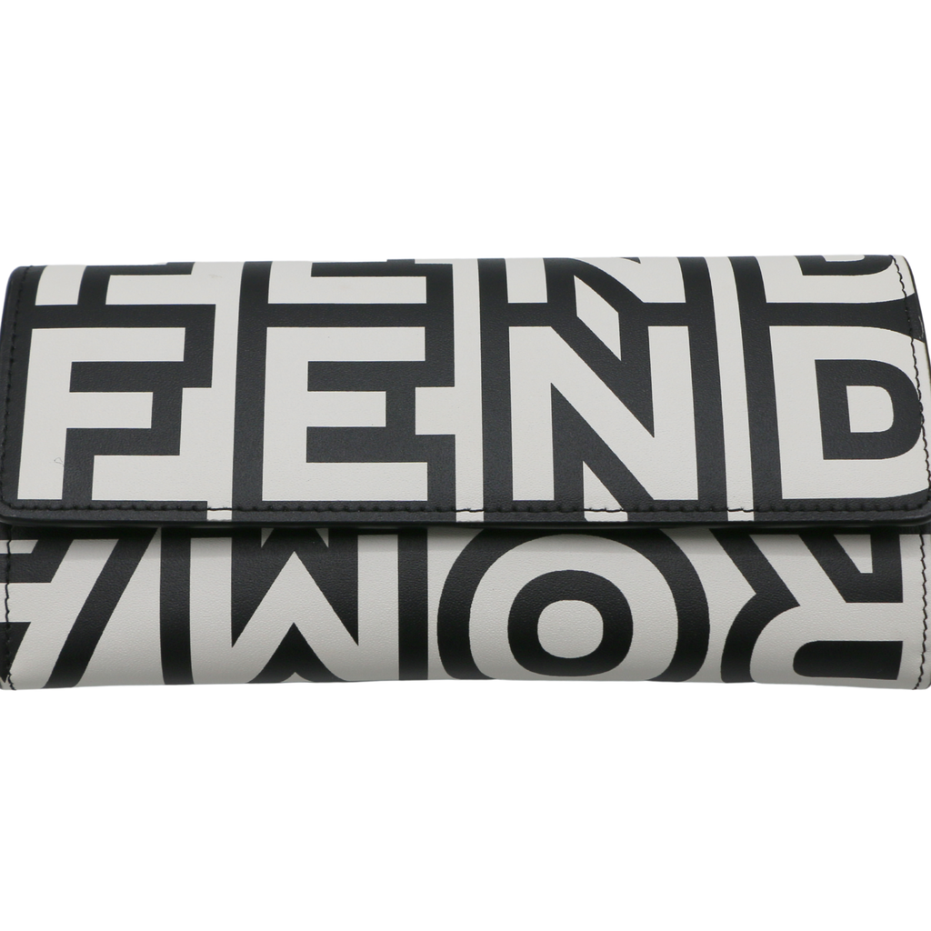 Fendi By Marc Jacobs Fendi Roma Coninental Wallet On Chain Black And White