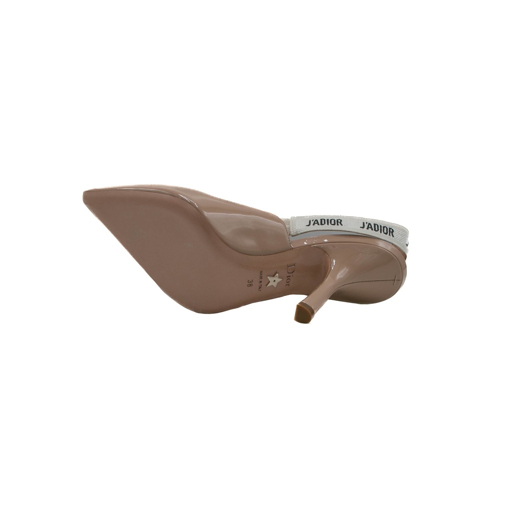 Christian Dior J'Adior Slingback Pump Beige Patent Calfskin In Size 38