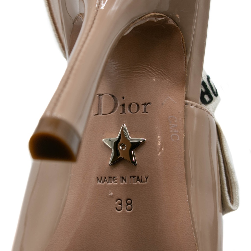 Christian Dior J'Adior Slingback Pump Beige Patent Calfskin In Size 38