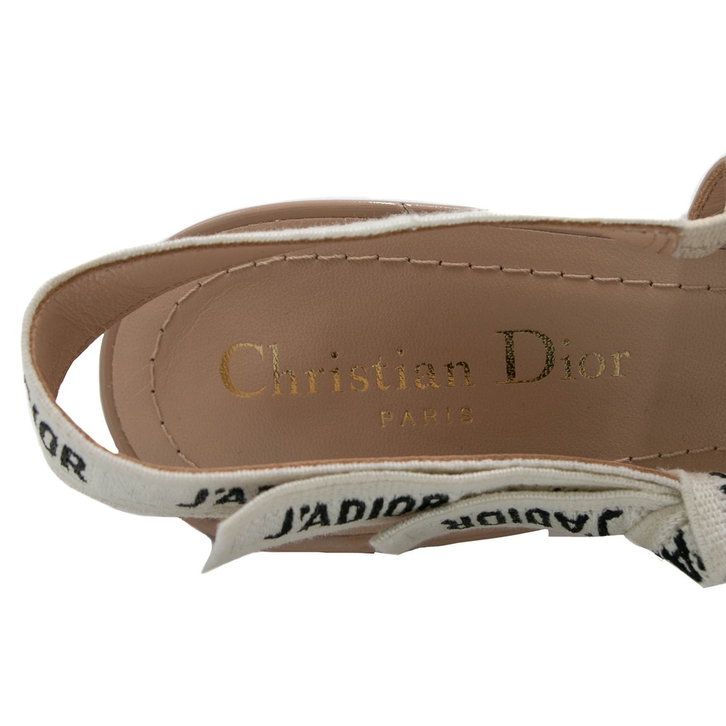 Christian Dior J'Adior Slingback Pump Beige Patent Calfskin In Size 38