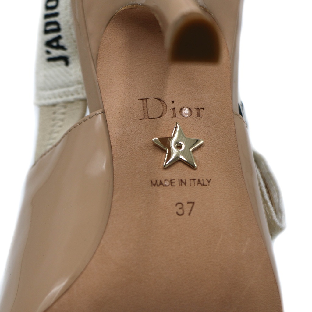 Christian Dior J'Adior Slingback Pump Beige Patent Calfskin In Size 37