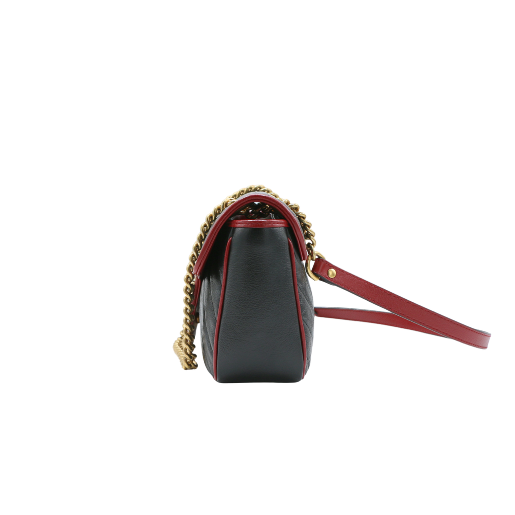 Gucci Vintage Effect Calfskin Matelasse Small GG Marmont Shoulder Bag 