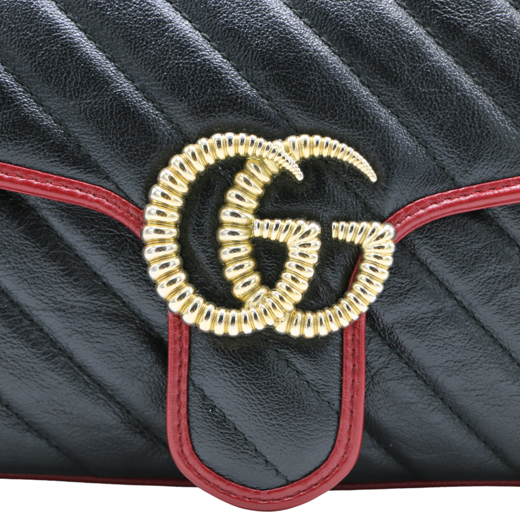 Gucci Vintage Effect Calfskin Matelasse Small GG Marmont Shoulder Bag 
