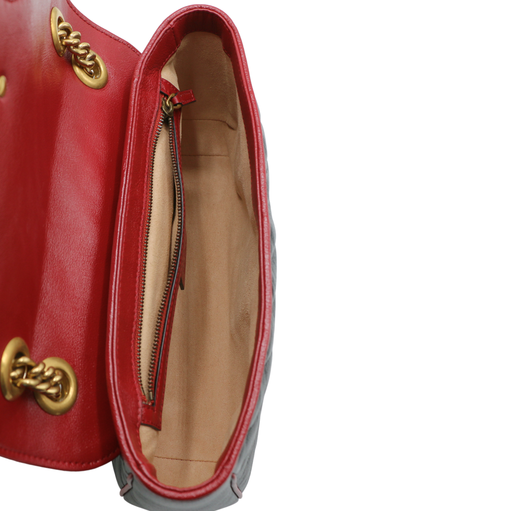 Gucci Vintage Effect Calfskin Matelasse Small GG Marmont Shoulder Bag 