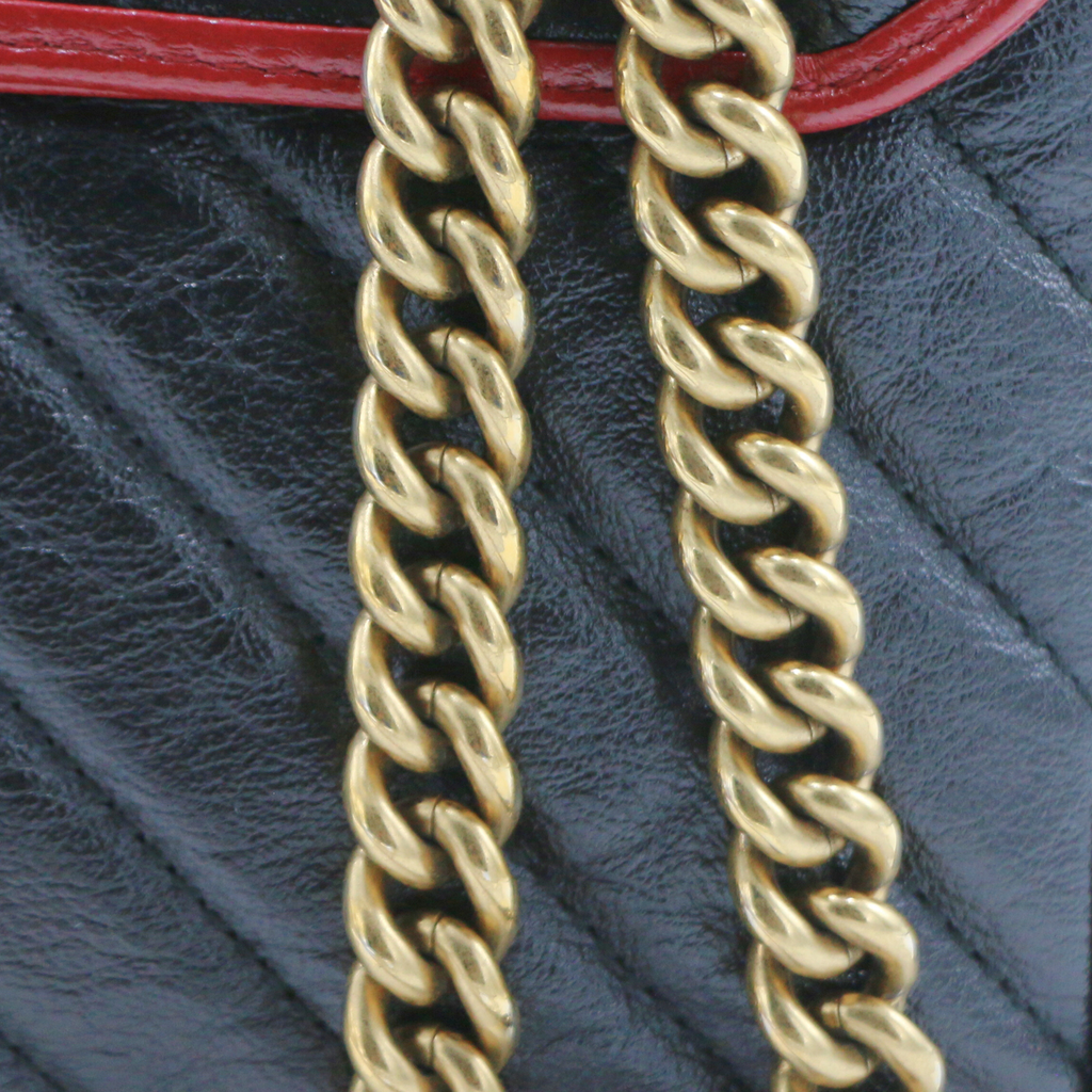 Gucci Vintage Effect Calfskin Matelasse Small GG Marmont Shoulder Bag 