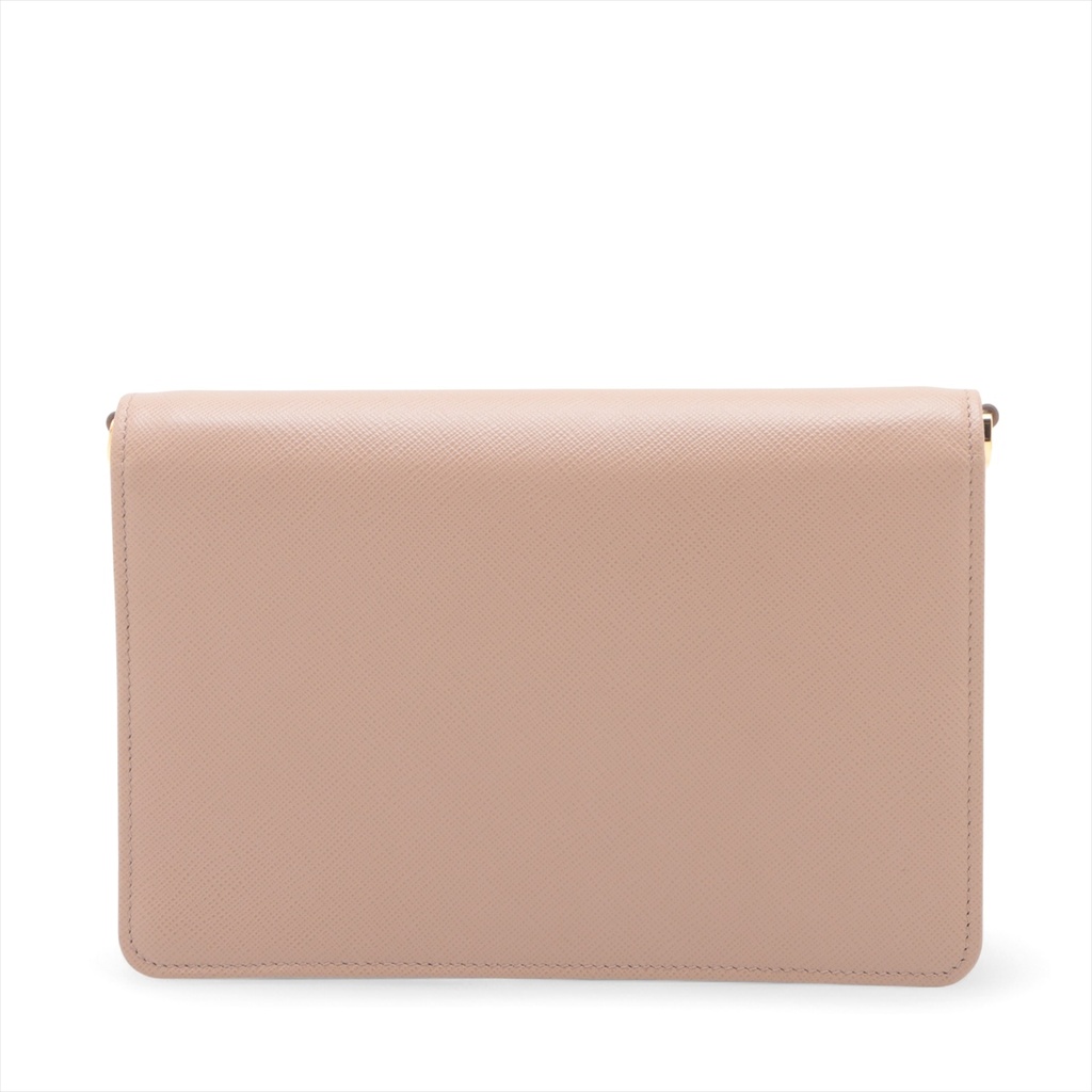 Prada Saffiano Lux Chain Wallet Beige 