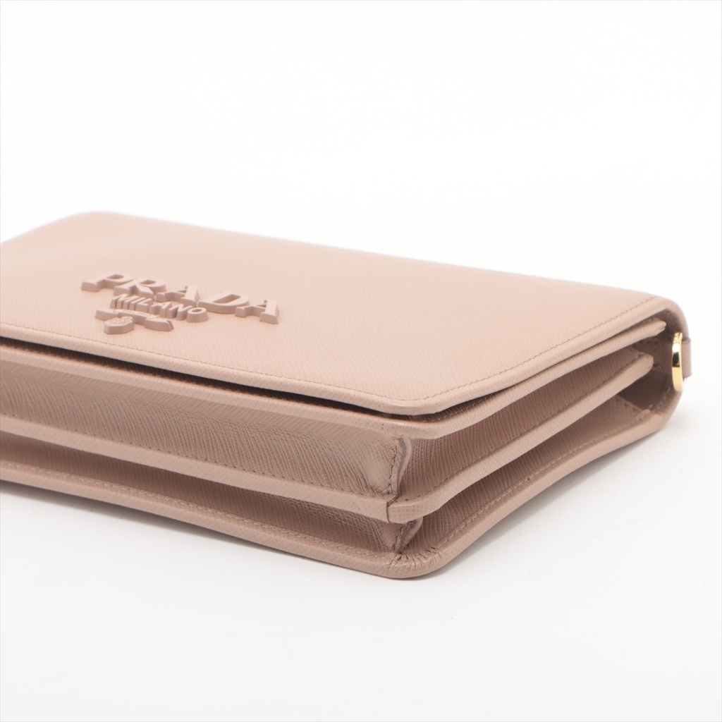 Prada Saffiano Lux Chain Wallet Beige 