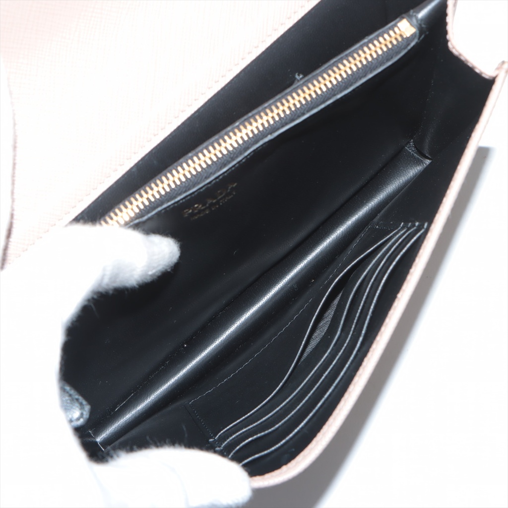 Prada Saffiano Lux Chain Wallet Beige 